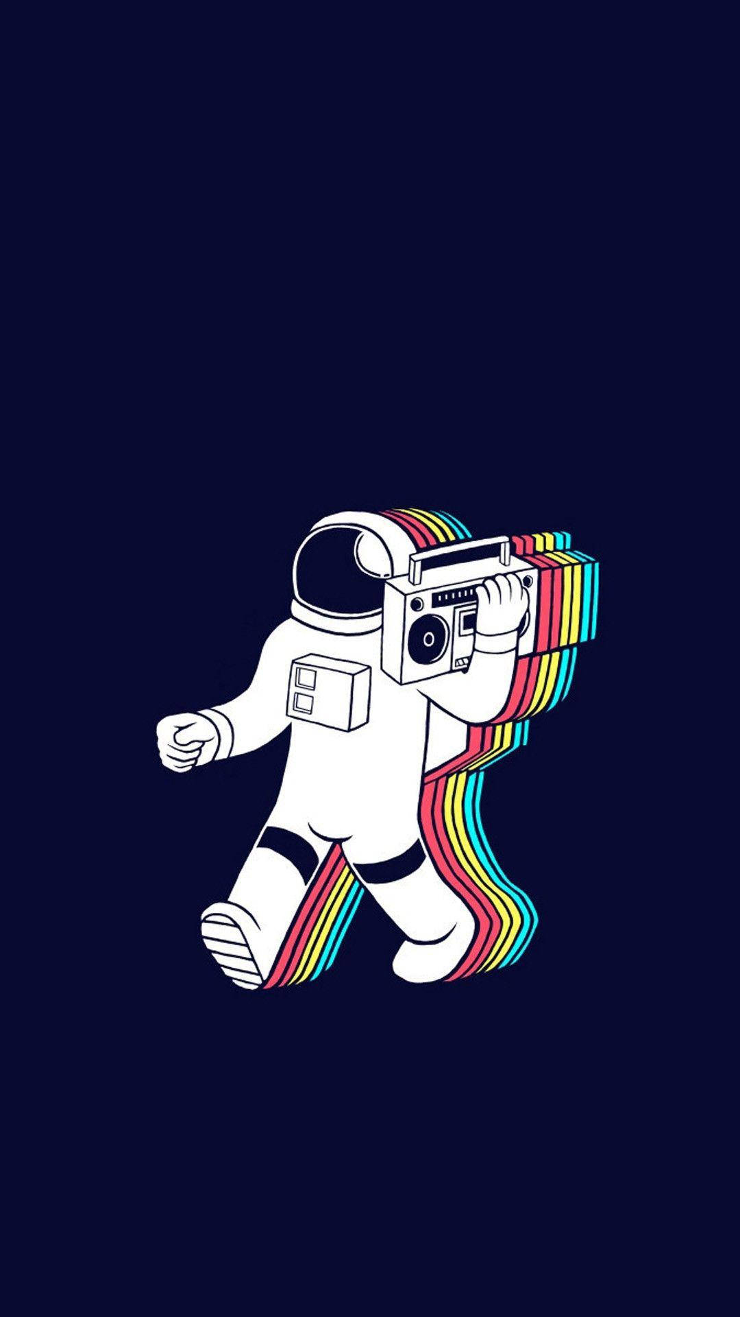 Rainbow Astronaut Iphone X Cartoon Background