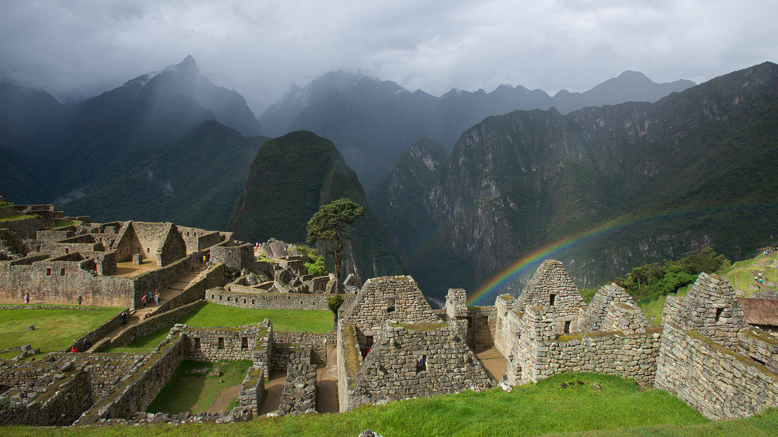 Rainbow At Machu Picchu Cusco Peru Background