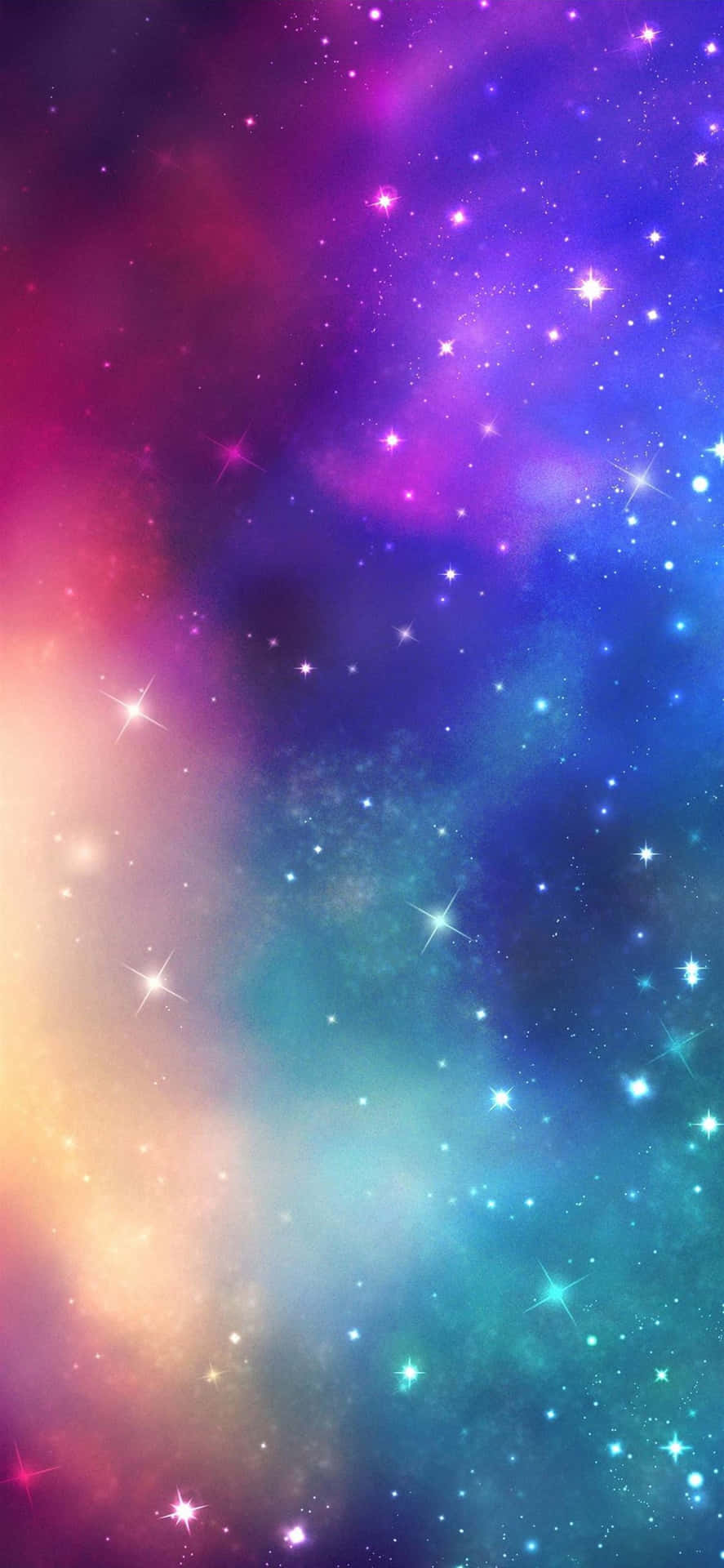 Rainbow Cloudy Sky And Stars Cute Things Background