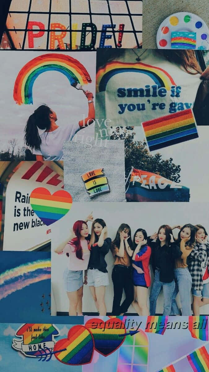 Rainbow Collage With Pictures Of Girls And Rainbows Background