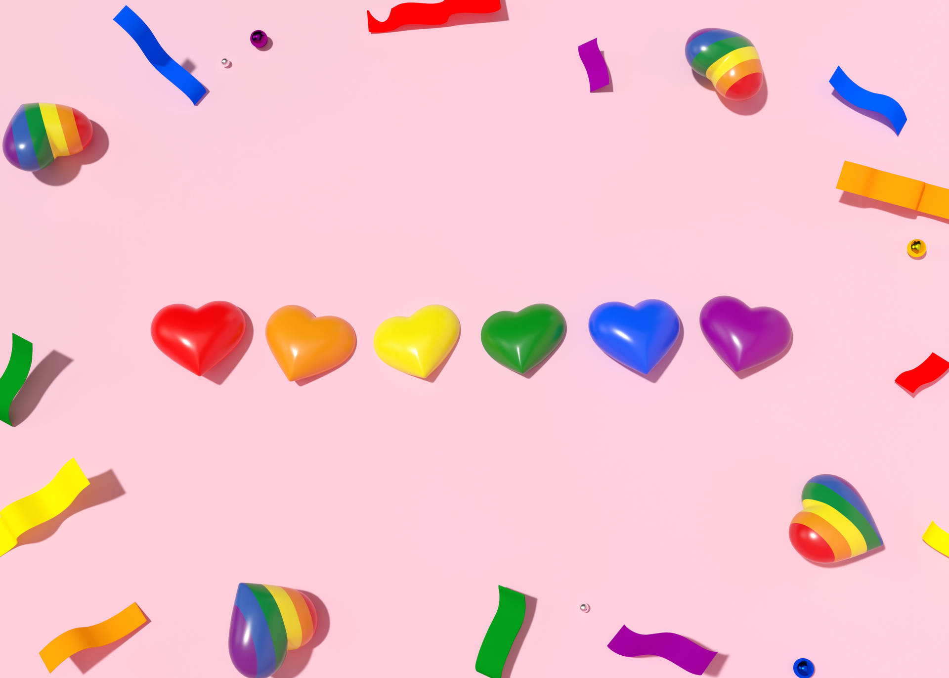Rainbow-colored Aesthetic Heart Shapes Background
