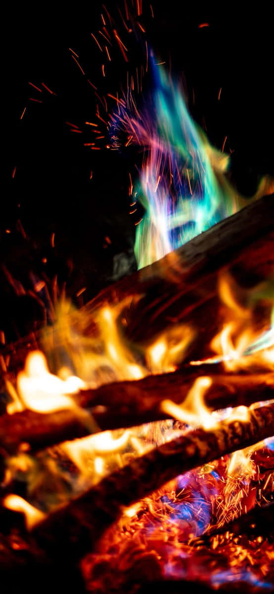 Rainbow Colored Campfire Background