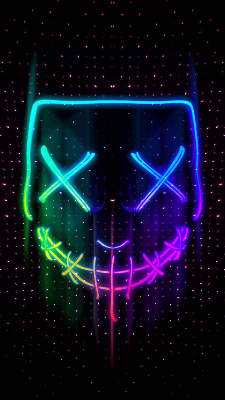Rainbow Colored Purge Mask In The Dark Background