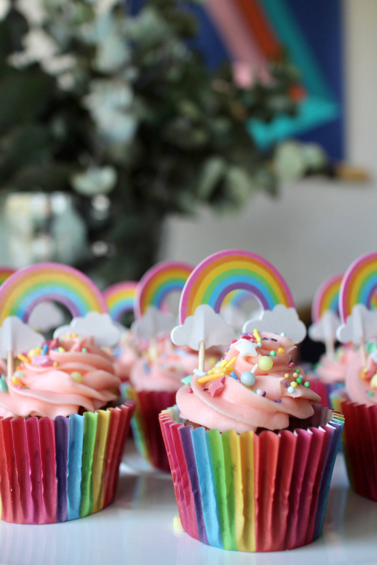 Rainbow Cupcake Background