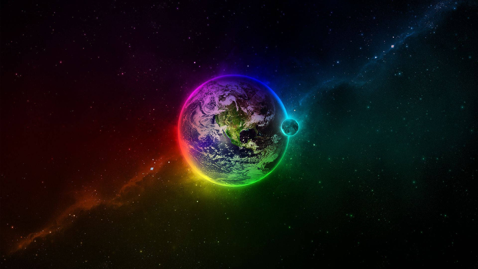 Rainbow Earth 1920x1080 Hd Space Background