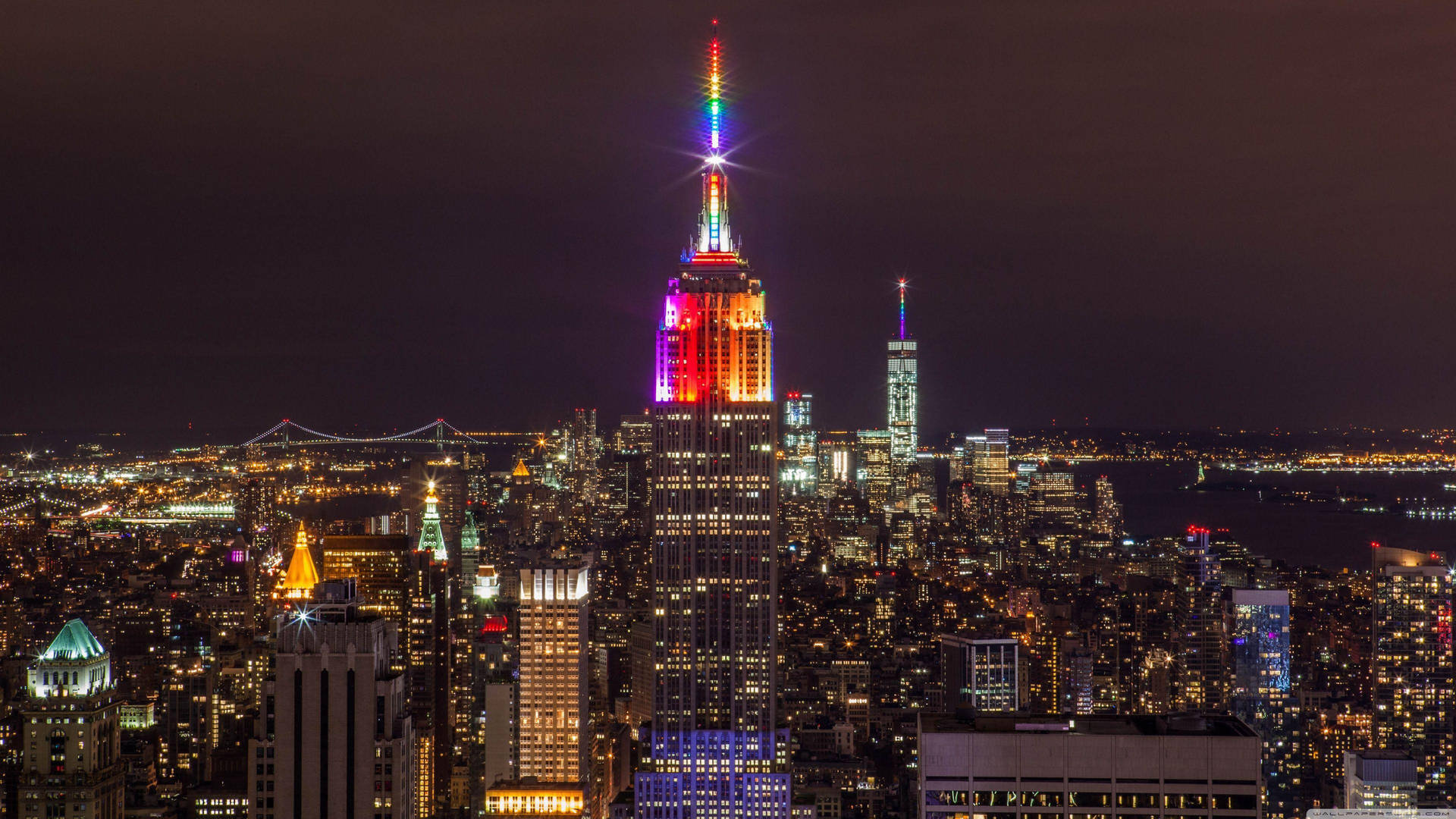 Rainbow Empire State New York Computer Background