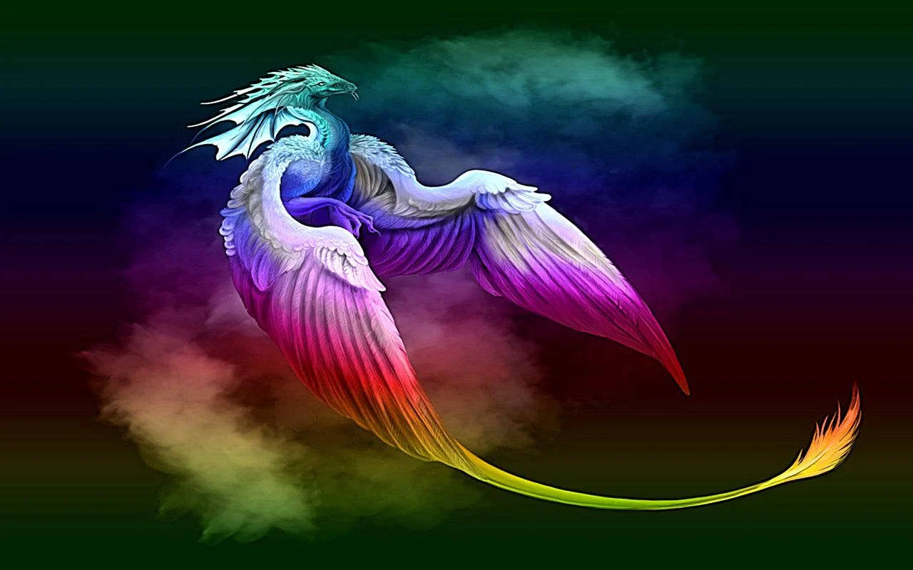 Rainbow Fantasy Really Cool Dragons Background