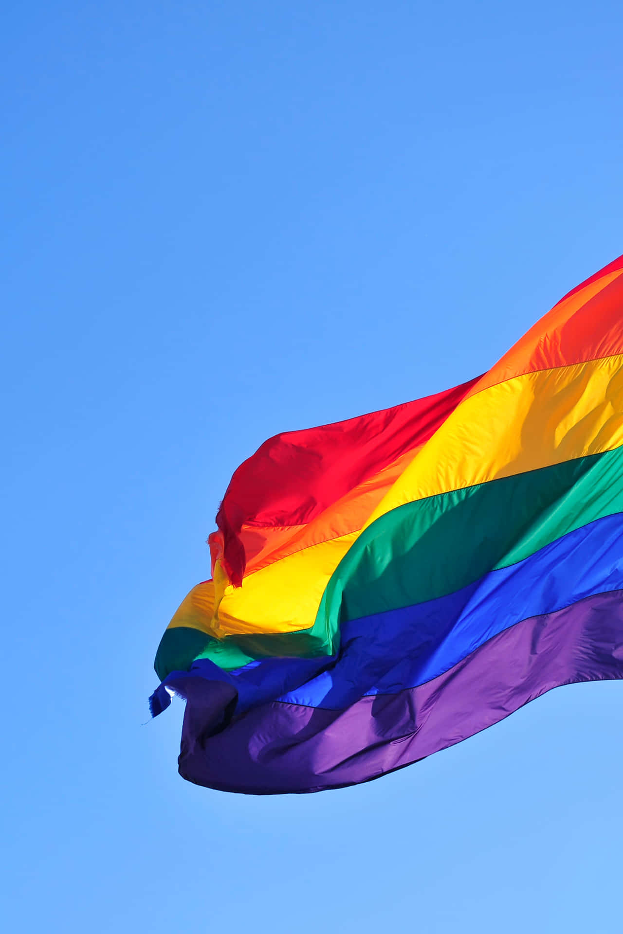 Rainbow Flag Flying In The Wind Background