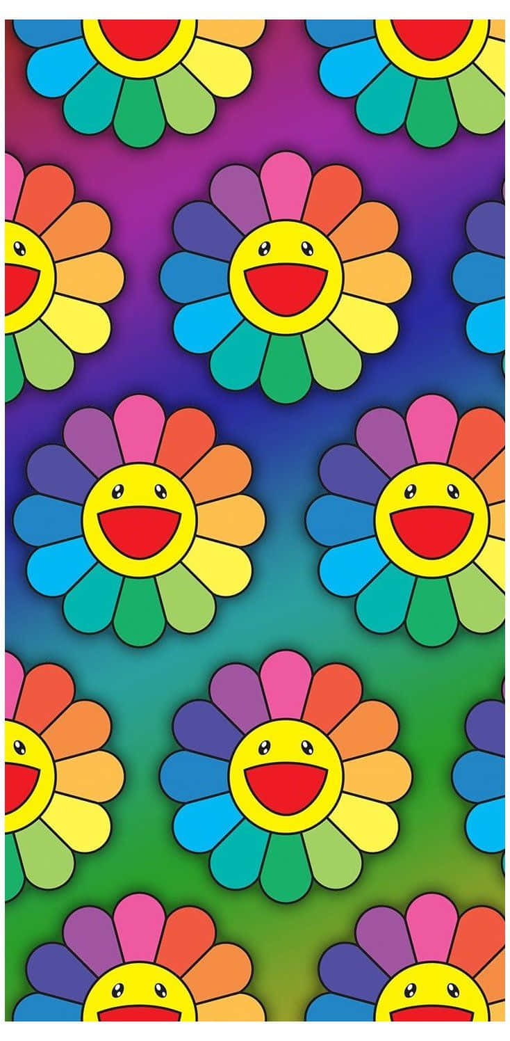 Rainbow Flower Iphone Smiley Face Background