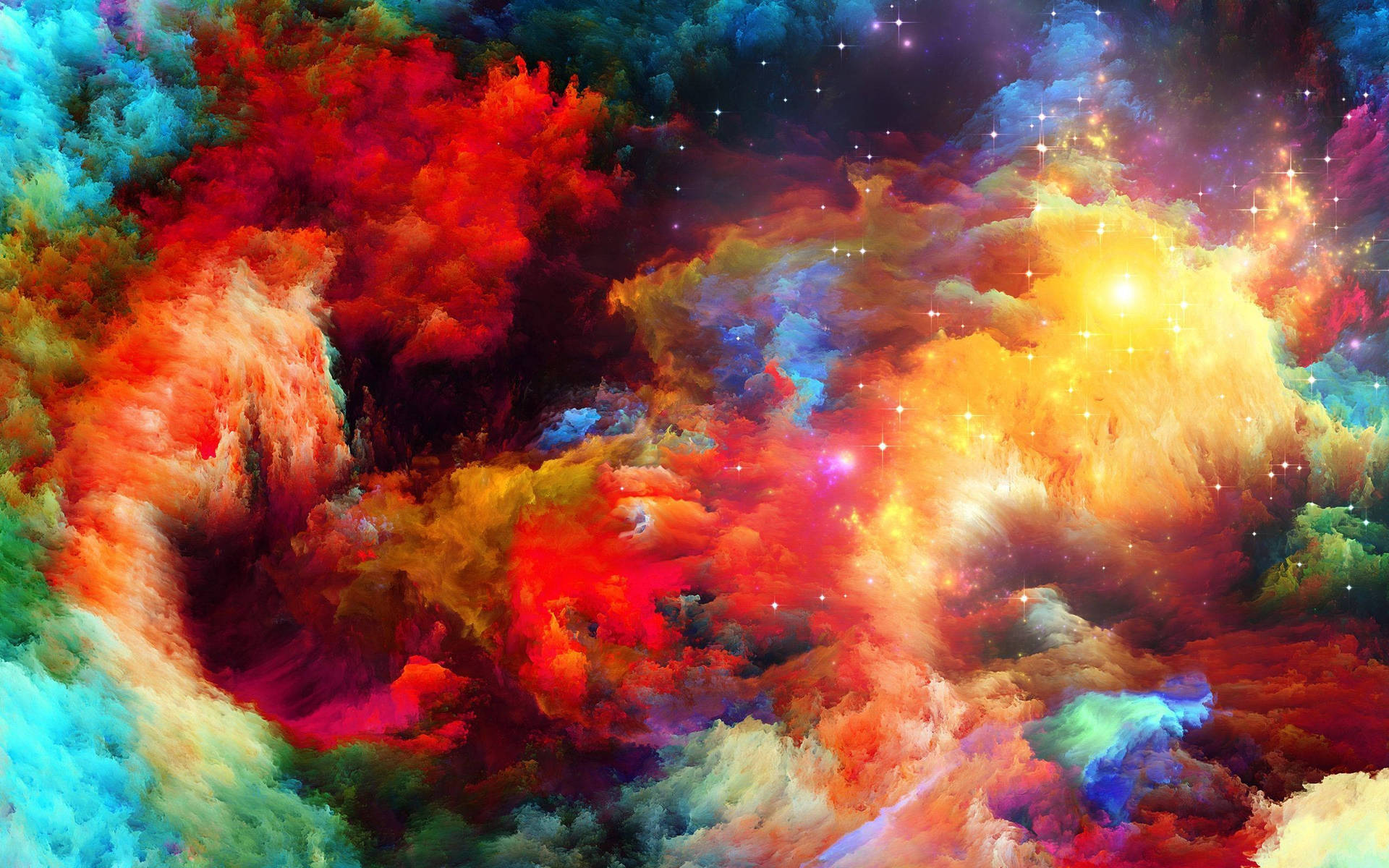 Rainbow Galaxy Full Of Clouds Background