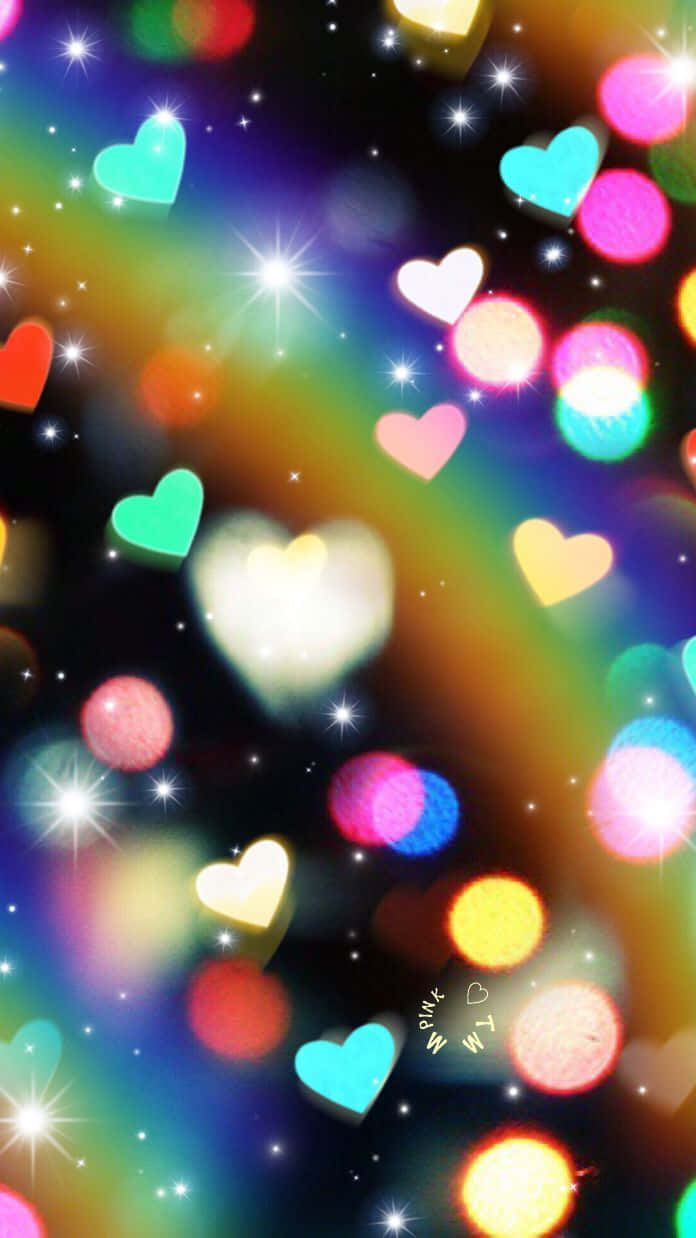 Rainbow Heart Bokeh Background