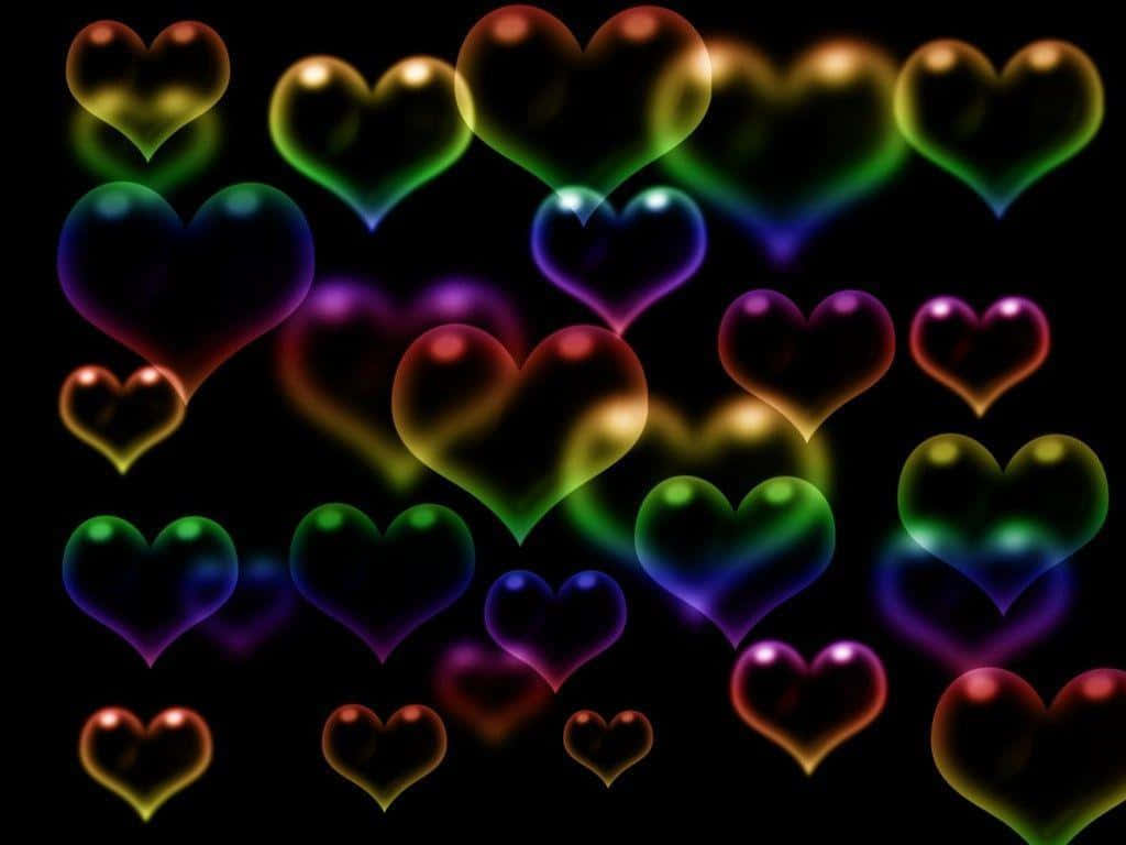 Rainbow Heart Bubbles Background