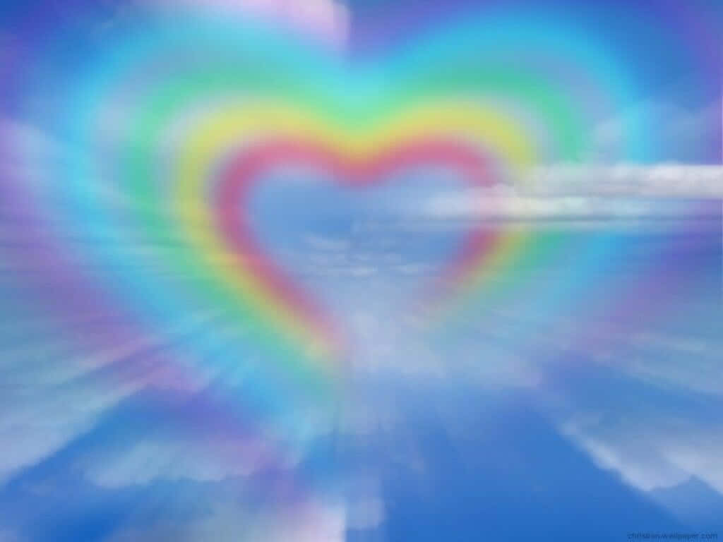 Rainbow Heart In The Sky Background