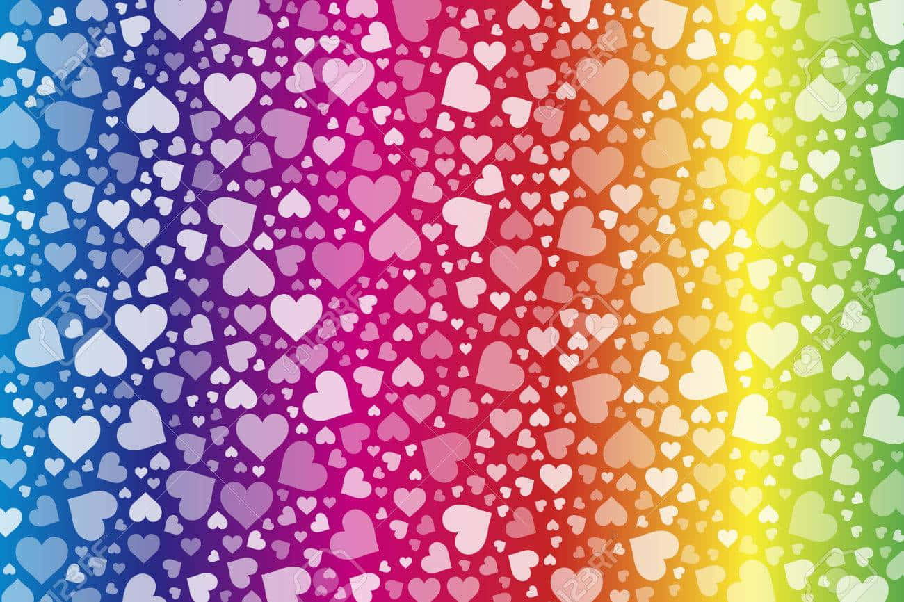 Rainbow Heart Pattern Desktop Background