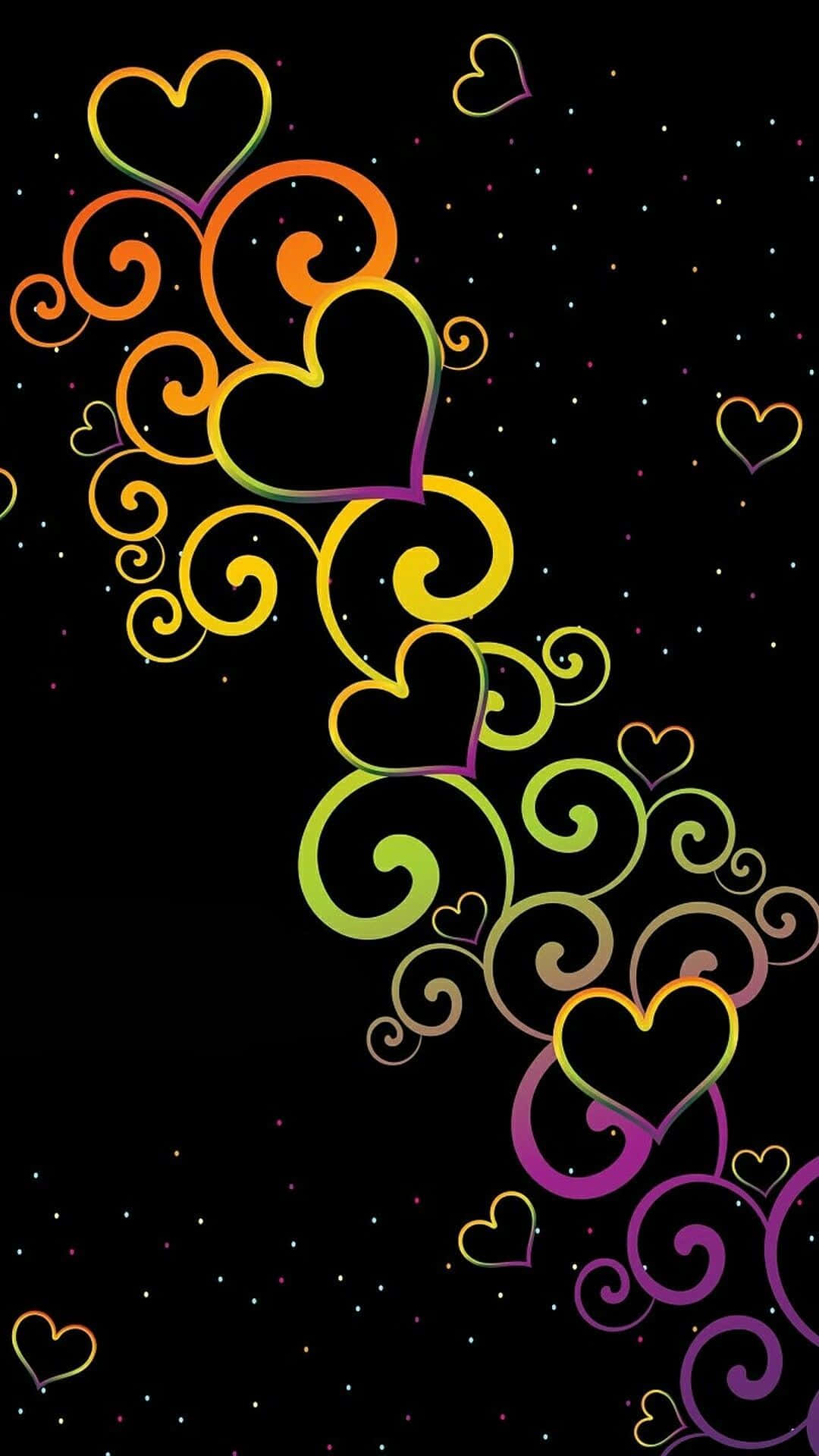 Rainbow Heart Swirls Background