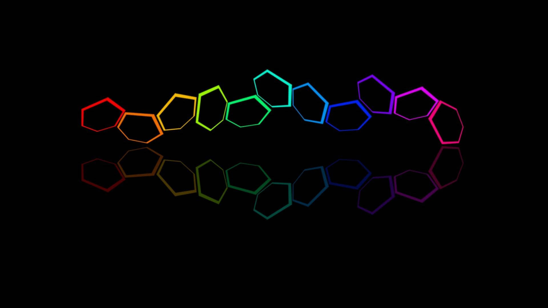 Rainbow Hexagons Black Art Background