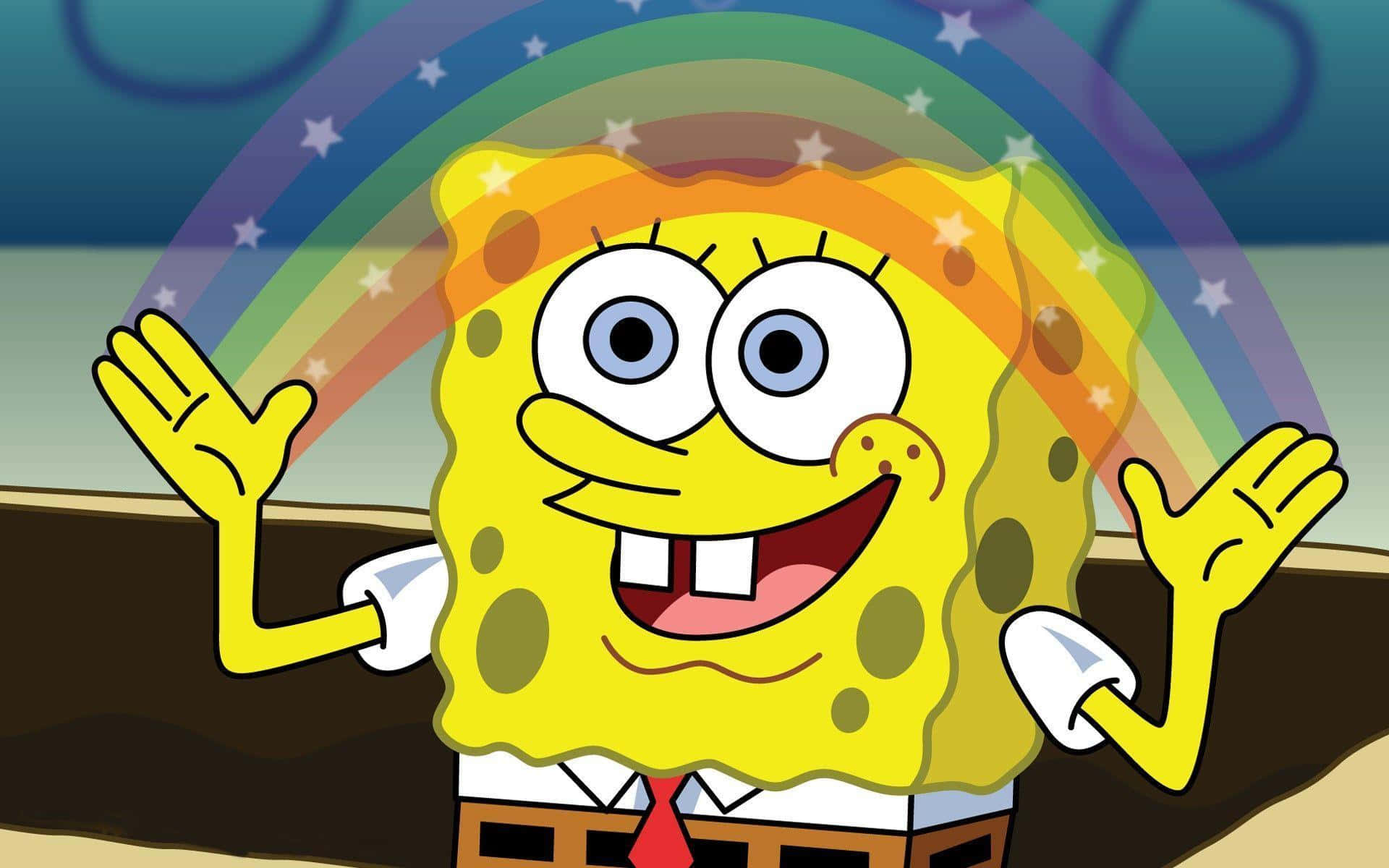 Rainbow Imagination Aesthetic Spongebob Desktop Background