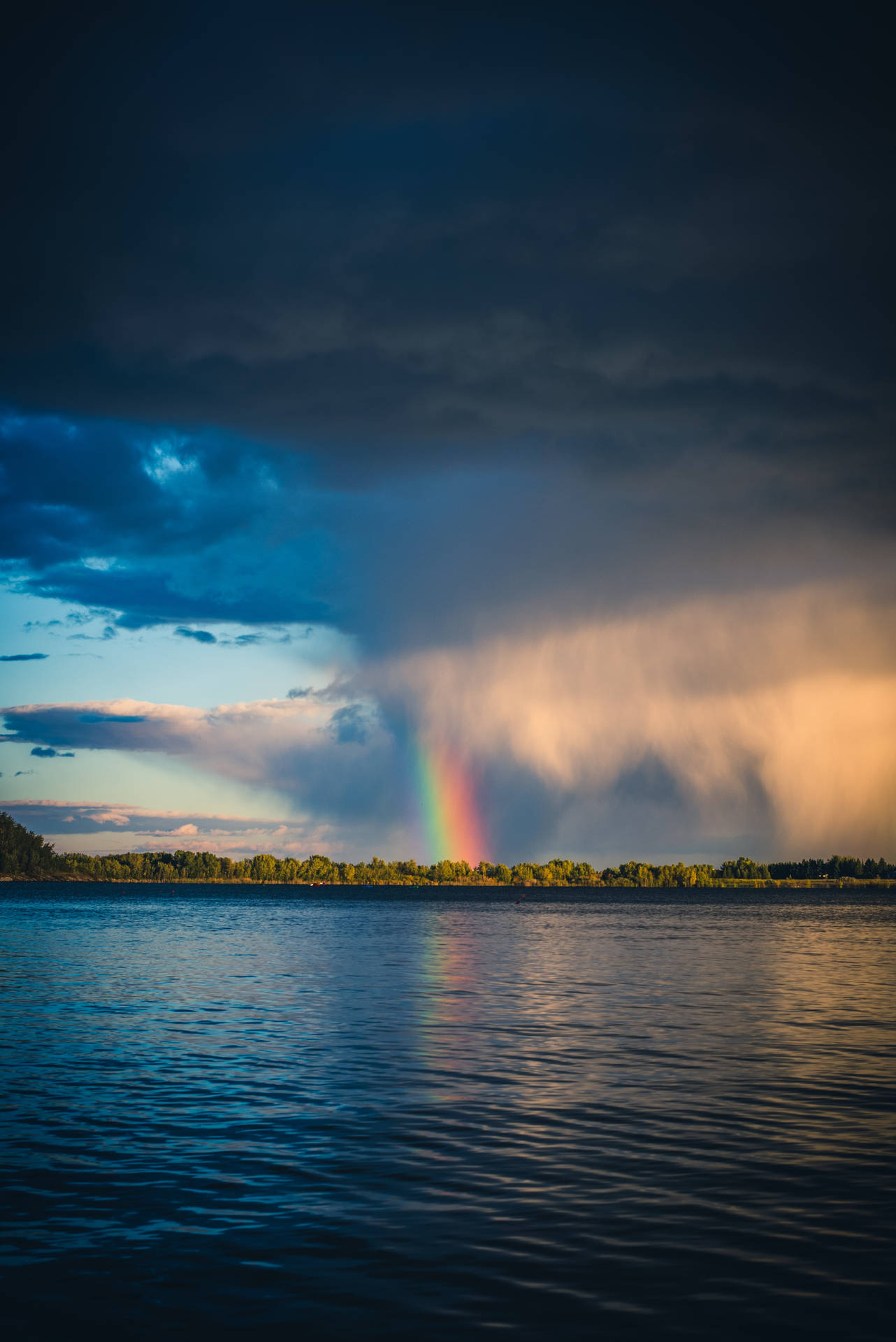 Rainbow In River Background
