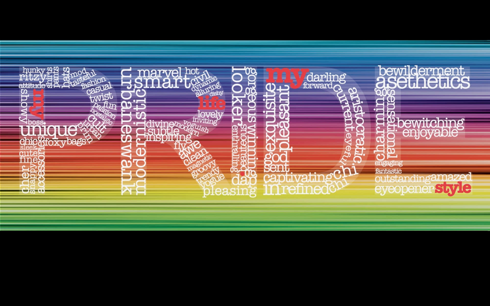 Rainbow Lines Typography Pride Desktop Background