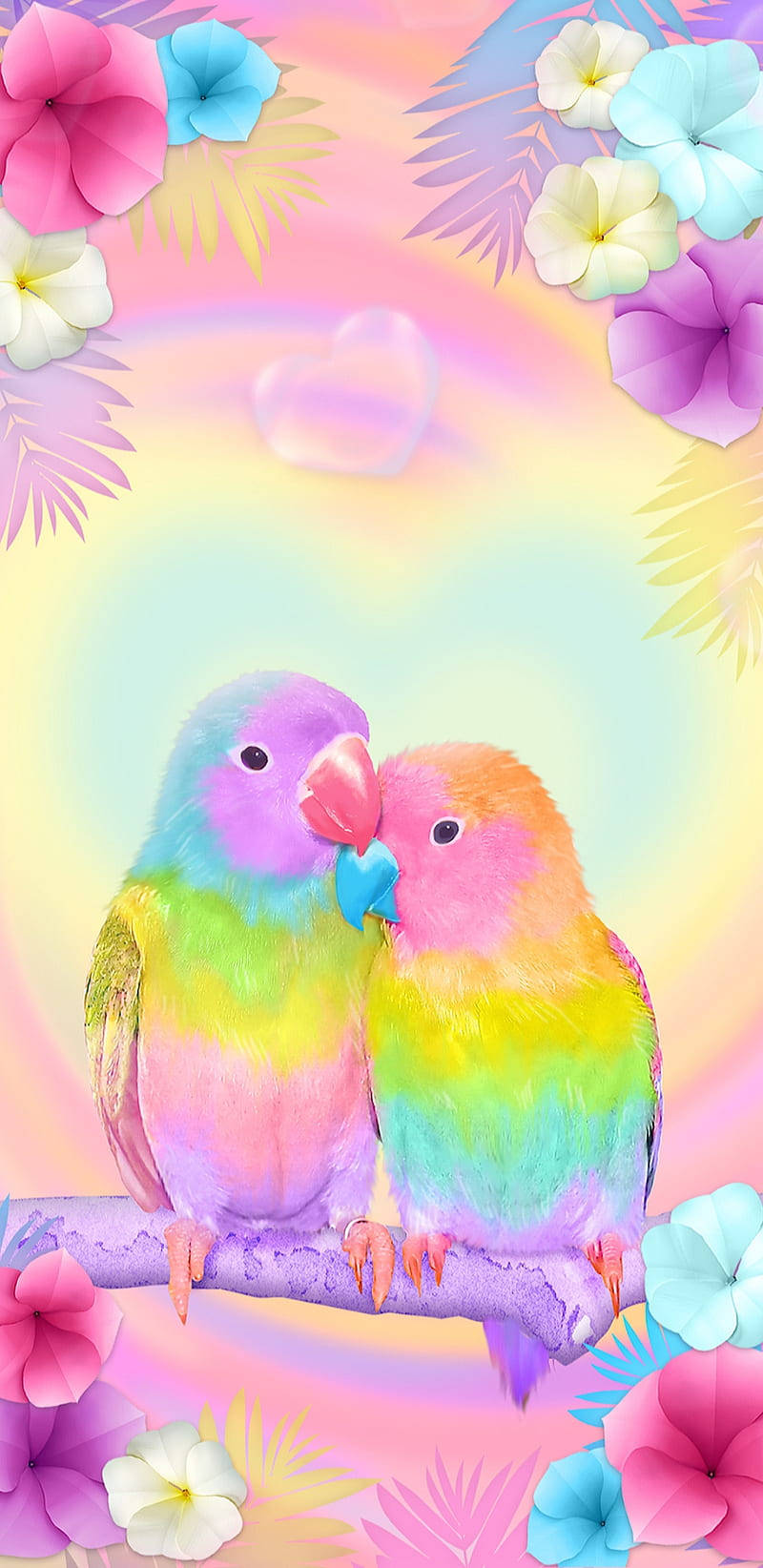 Rainbow Love Birds Flower Edit Background