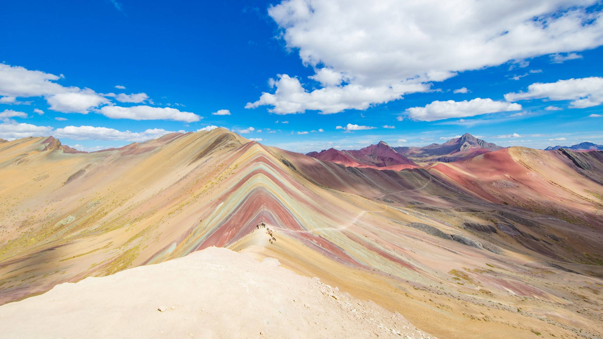 Rainbow Mountain Cusco Peru Blue Sky Background