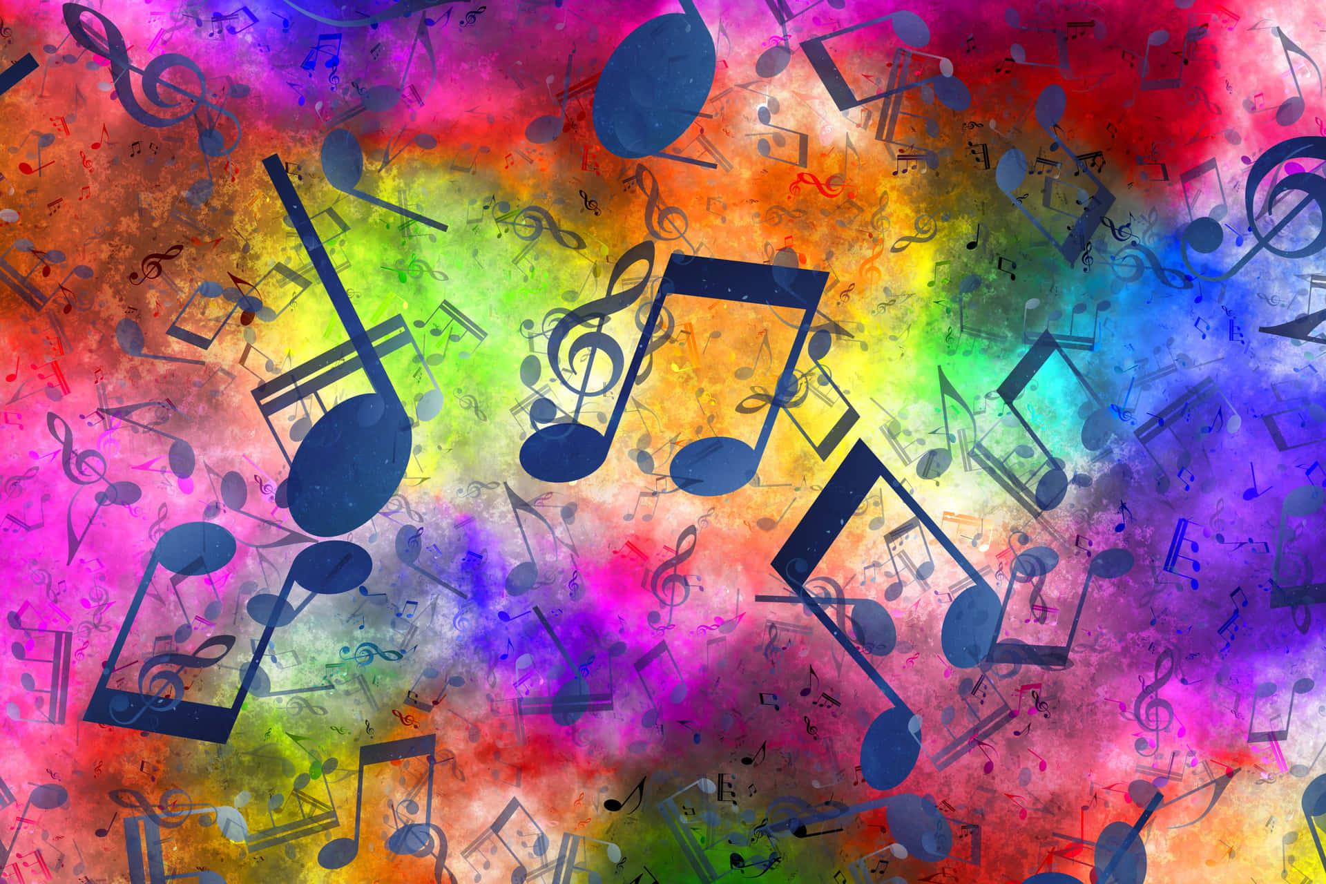 Rainbow Music Notes Background