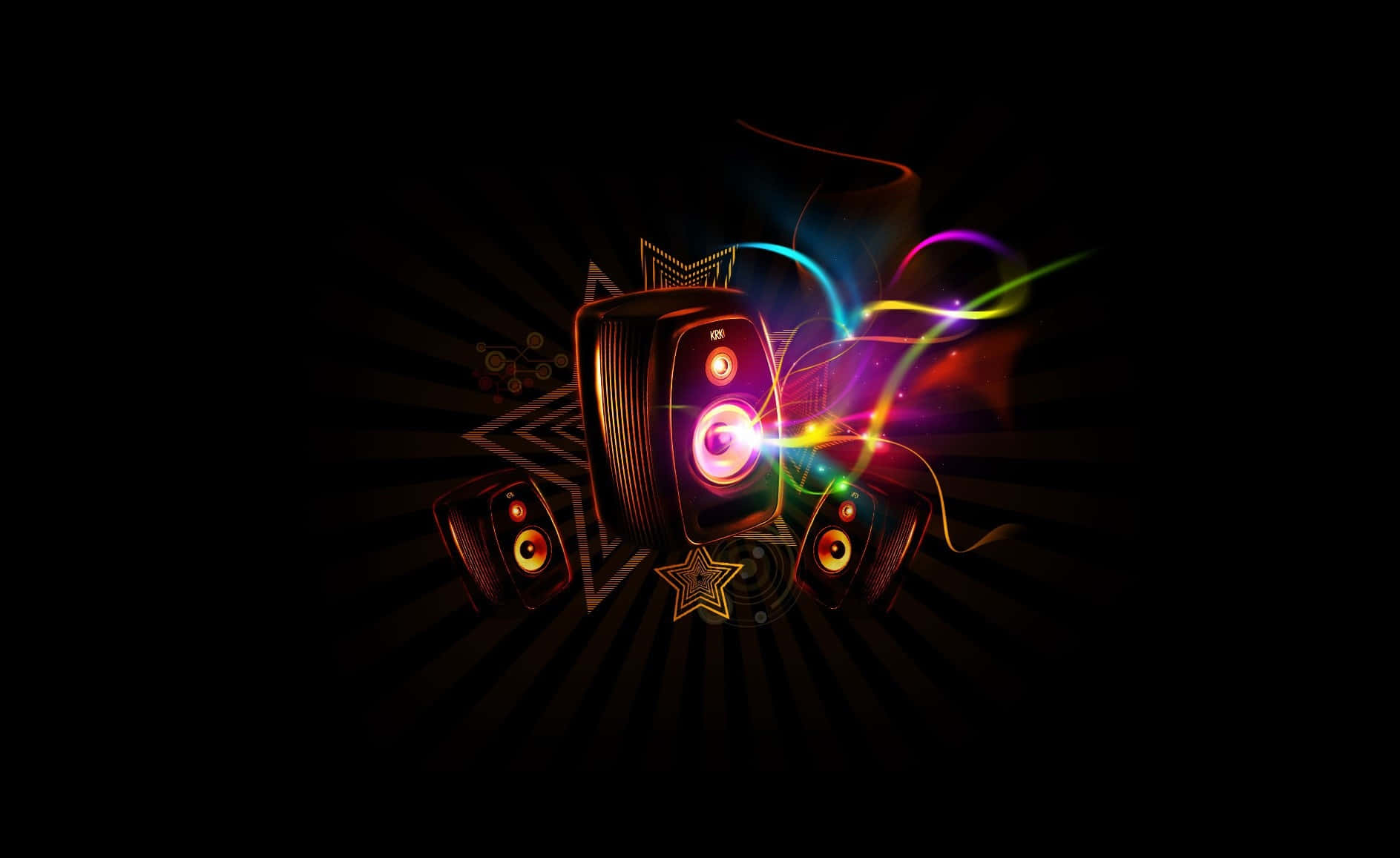 Rainbow Music Speakers Digital Art Background