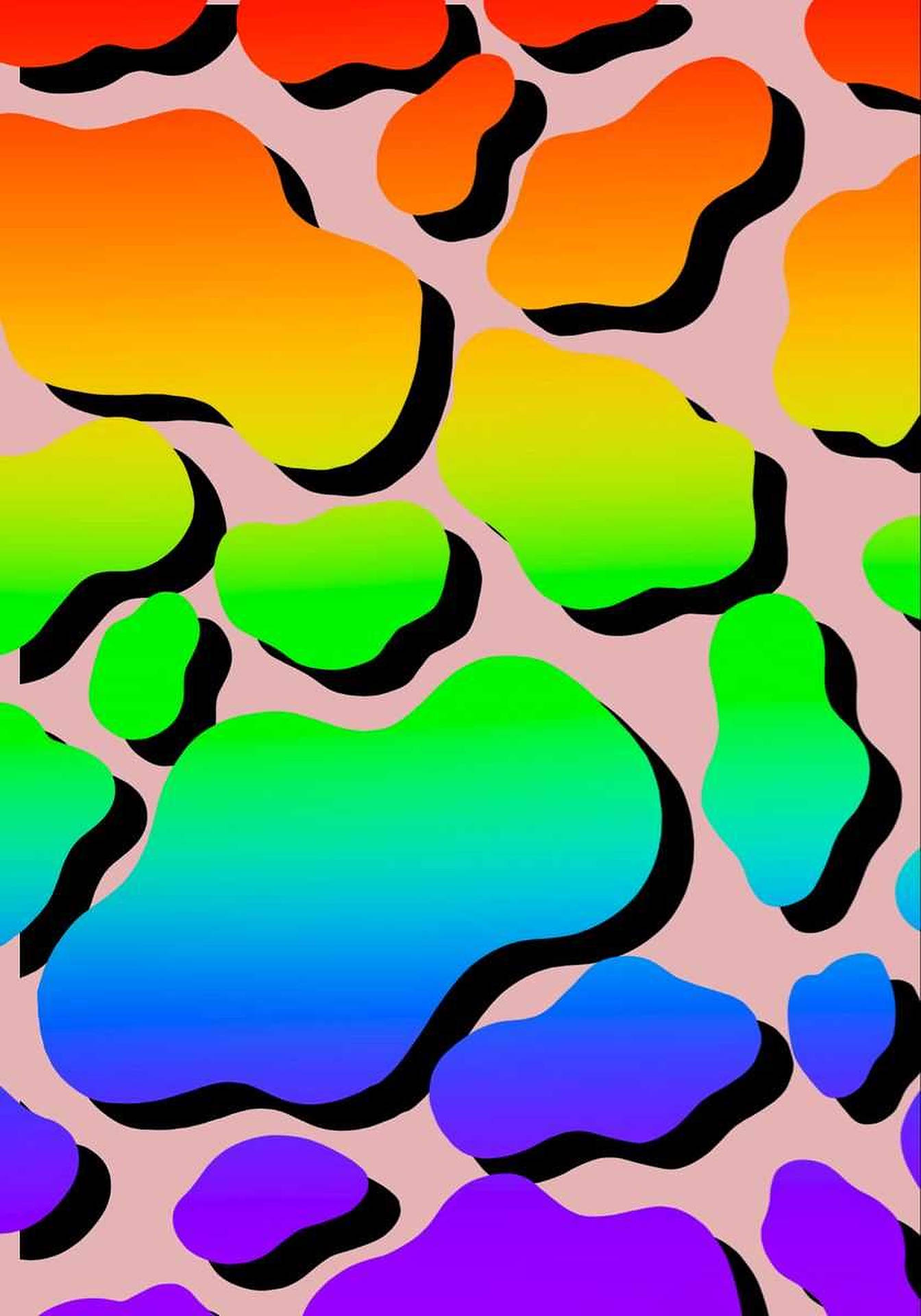 Rainbow Neon Cow Print Background