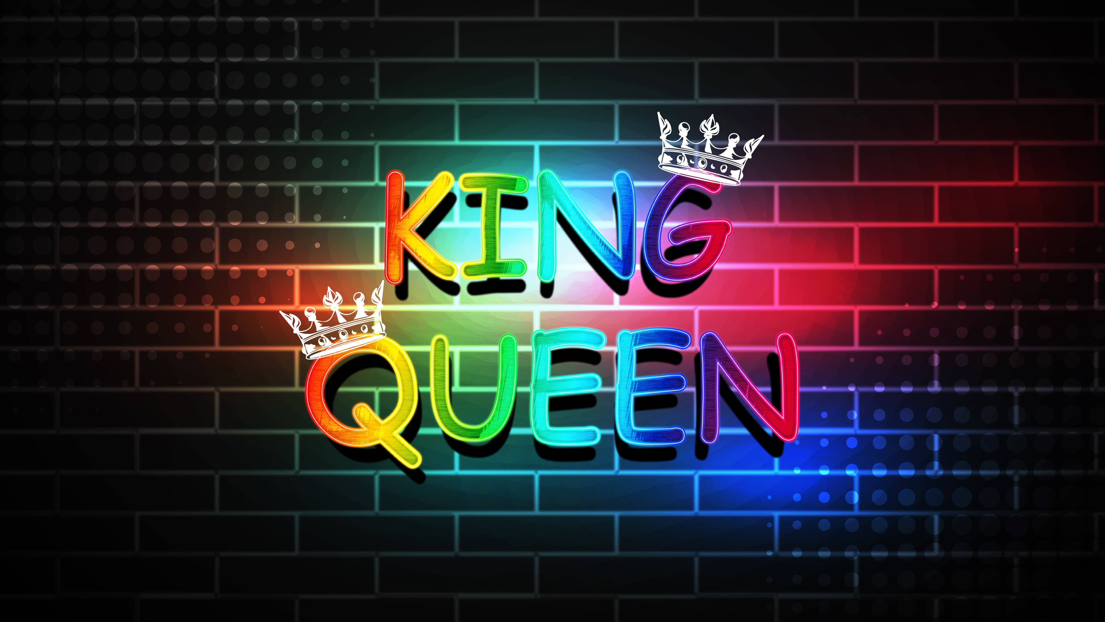 Rainbow Neon King And Queen Background