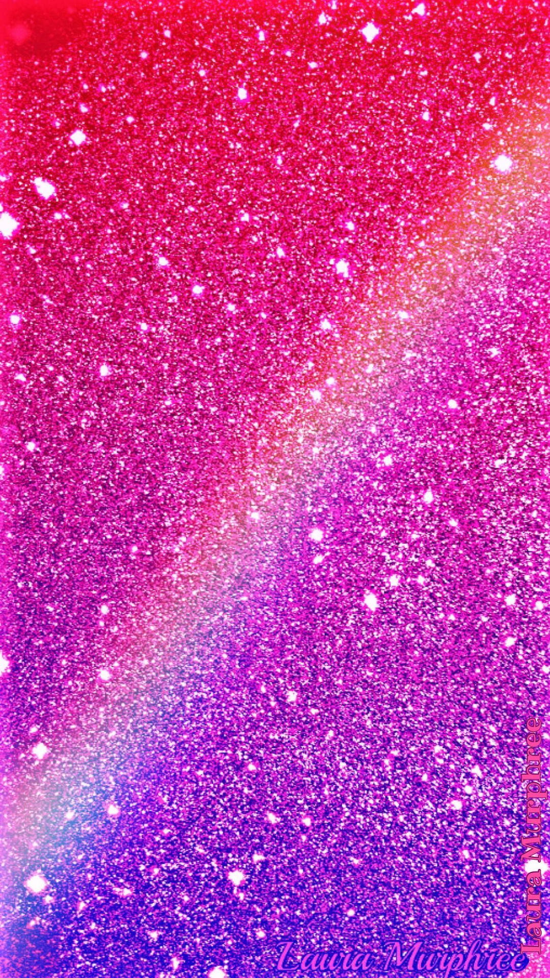 Rainbow On Pink Sparkle Lights Background