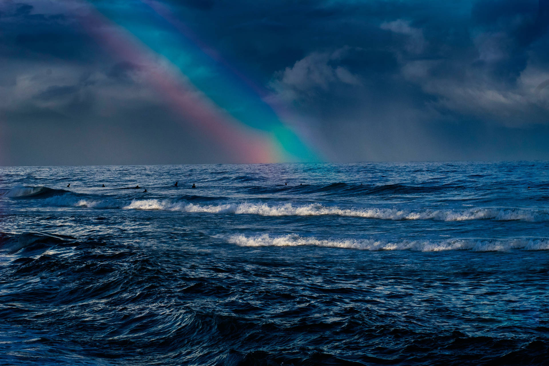 Rainbow Over Ocean Desktop Computer Background