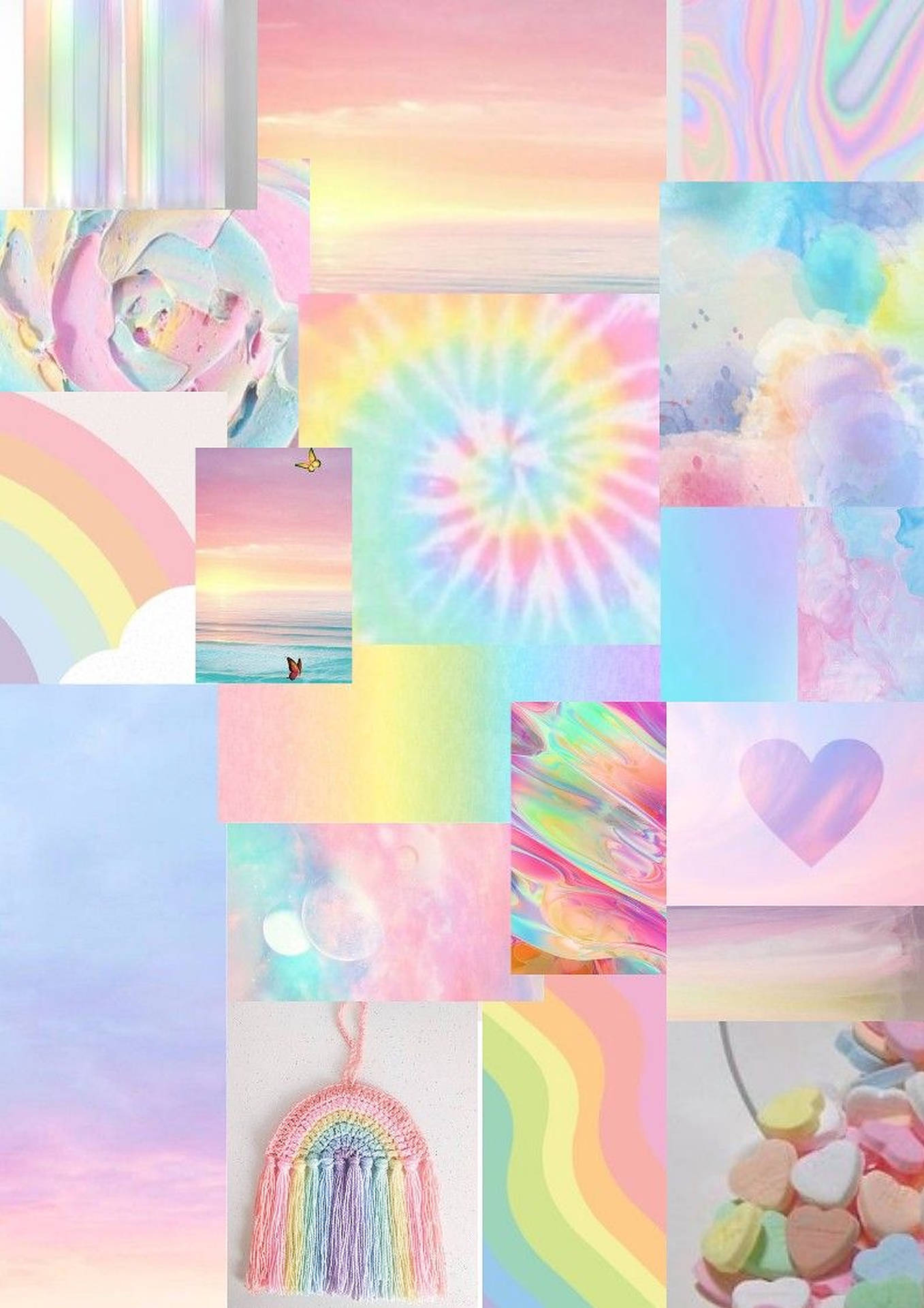 Rainbow Pastel Collage Background
