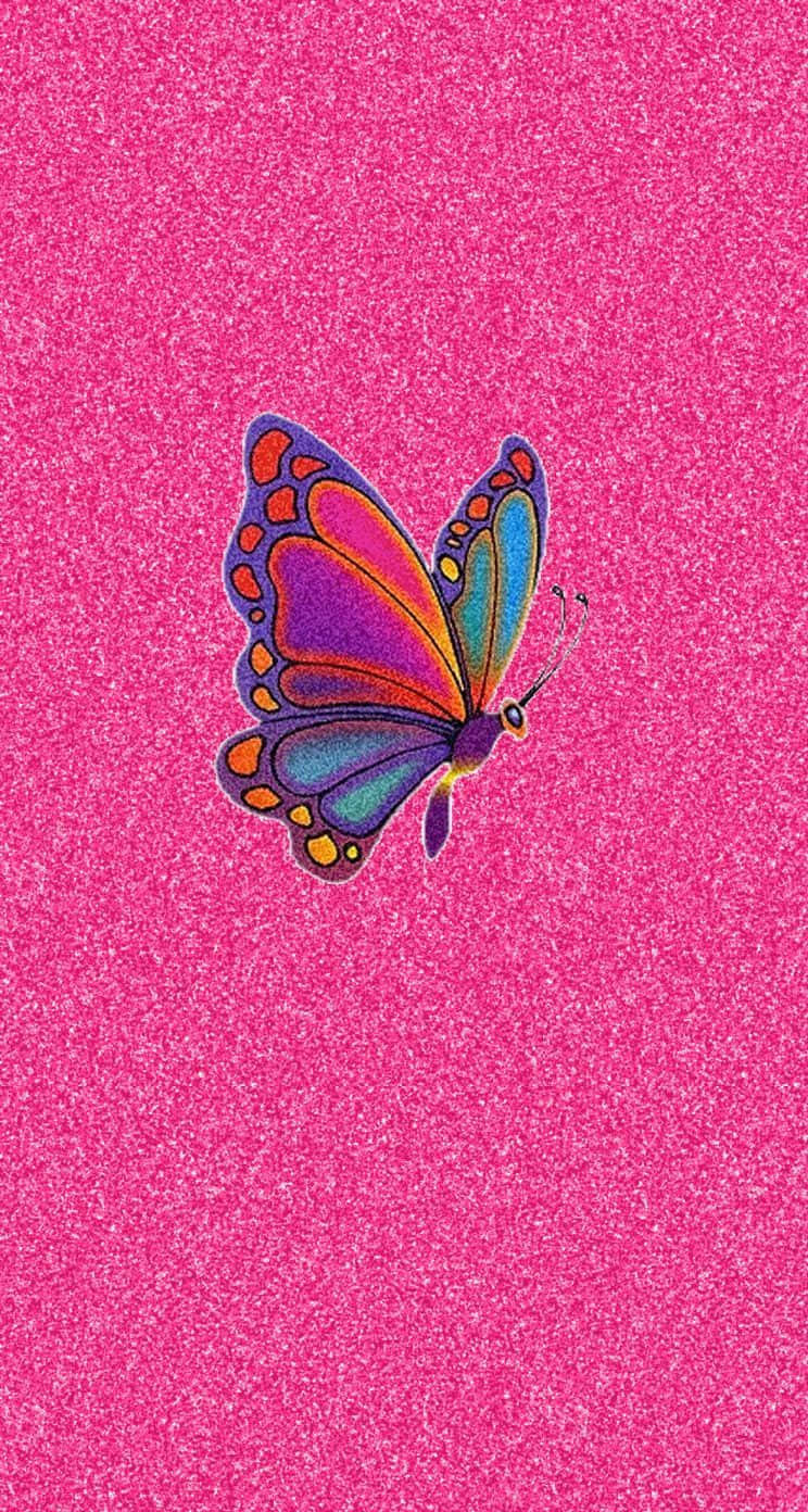 Rainbow Pink Glitter Butterfly Background