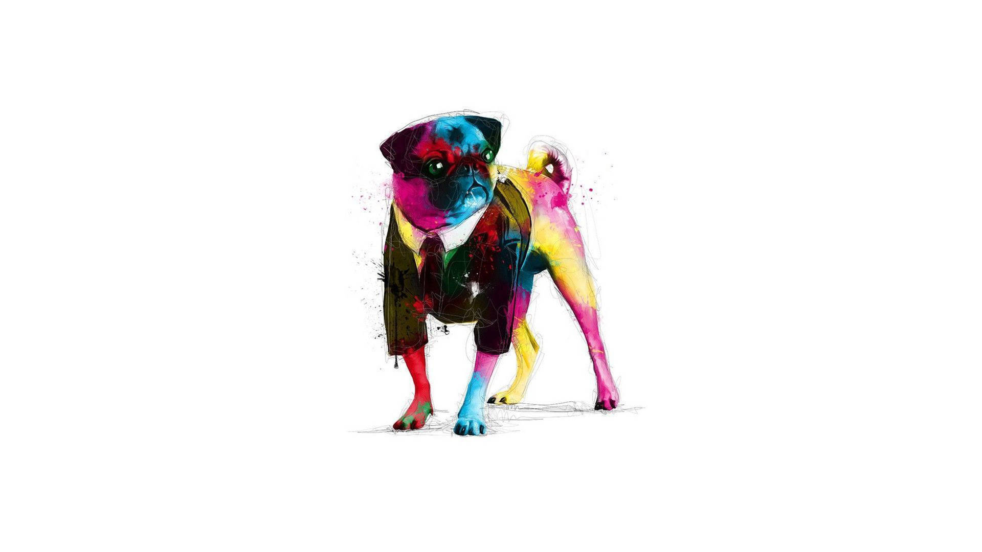 Rainbow Pug Dog Art