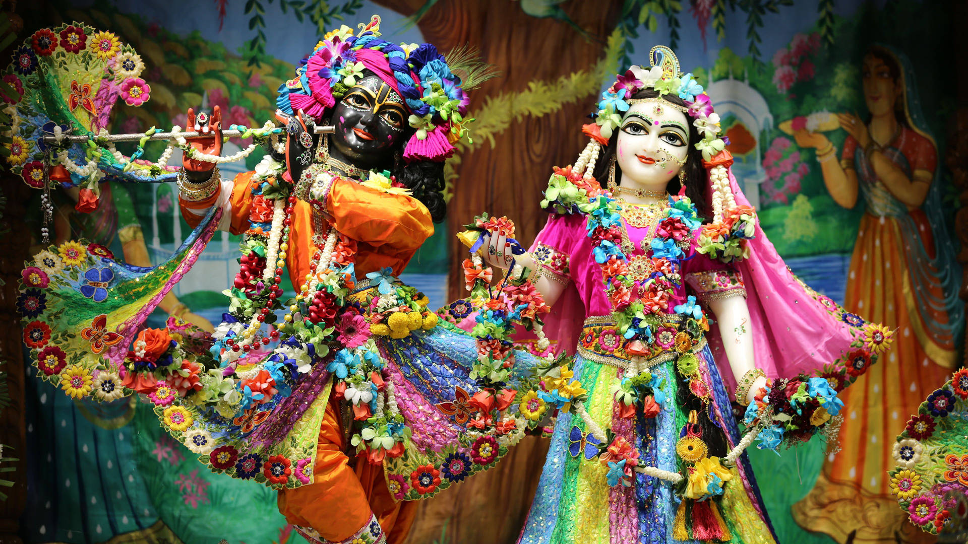 Rainbow Radha And Krishna 4k Background