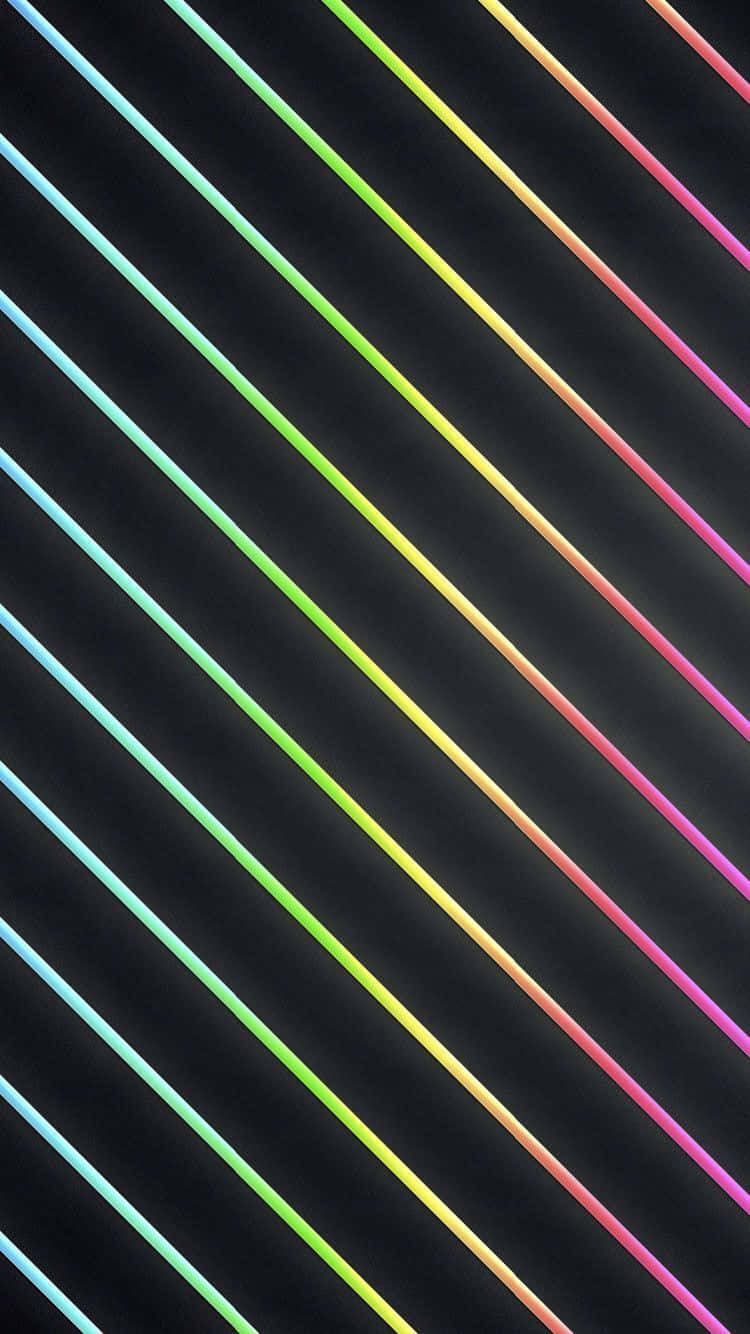 Rainbow Striped Lines On A Black Background Background