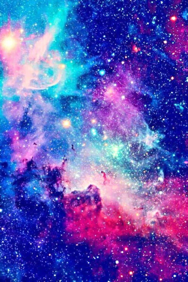 Rainbow Themed And Galaxy Blue Aesthetic Idea Background