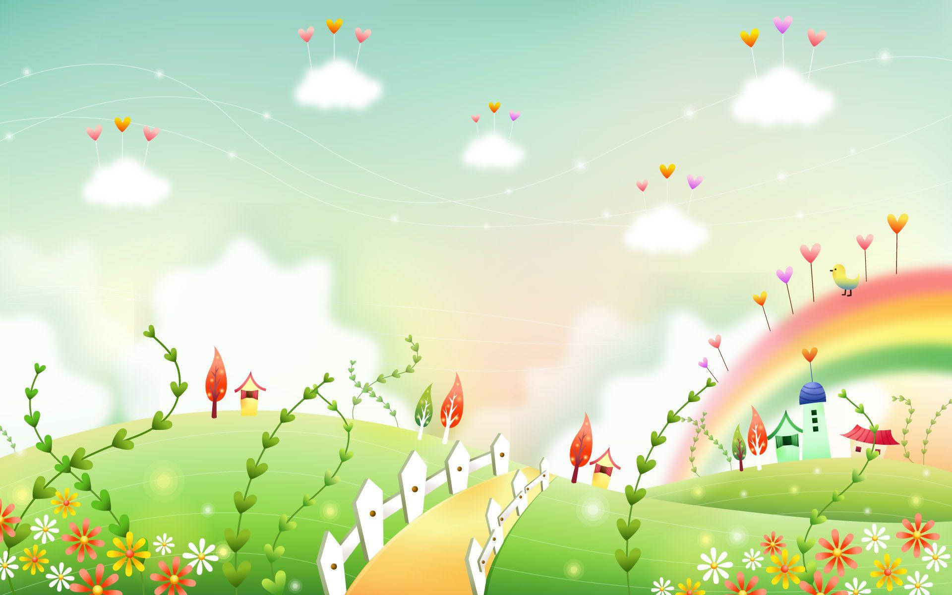 Rainbow Town Clipart Background