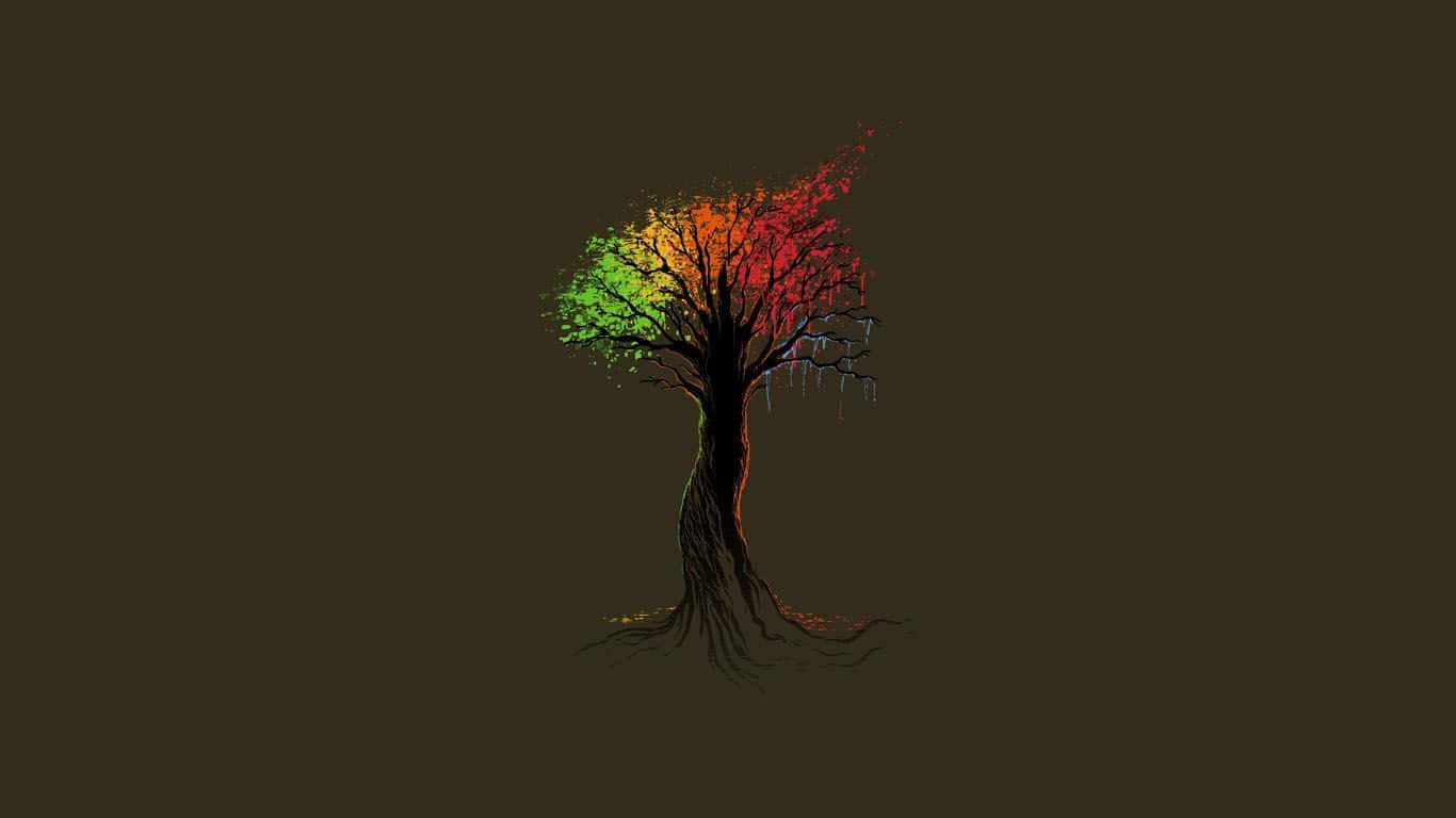 Rainbow Tree As A1366x768 Minimalist Background