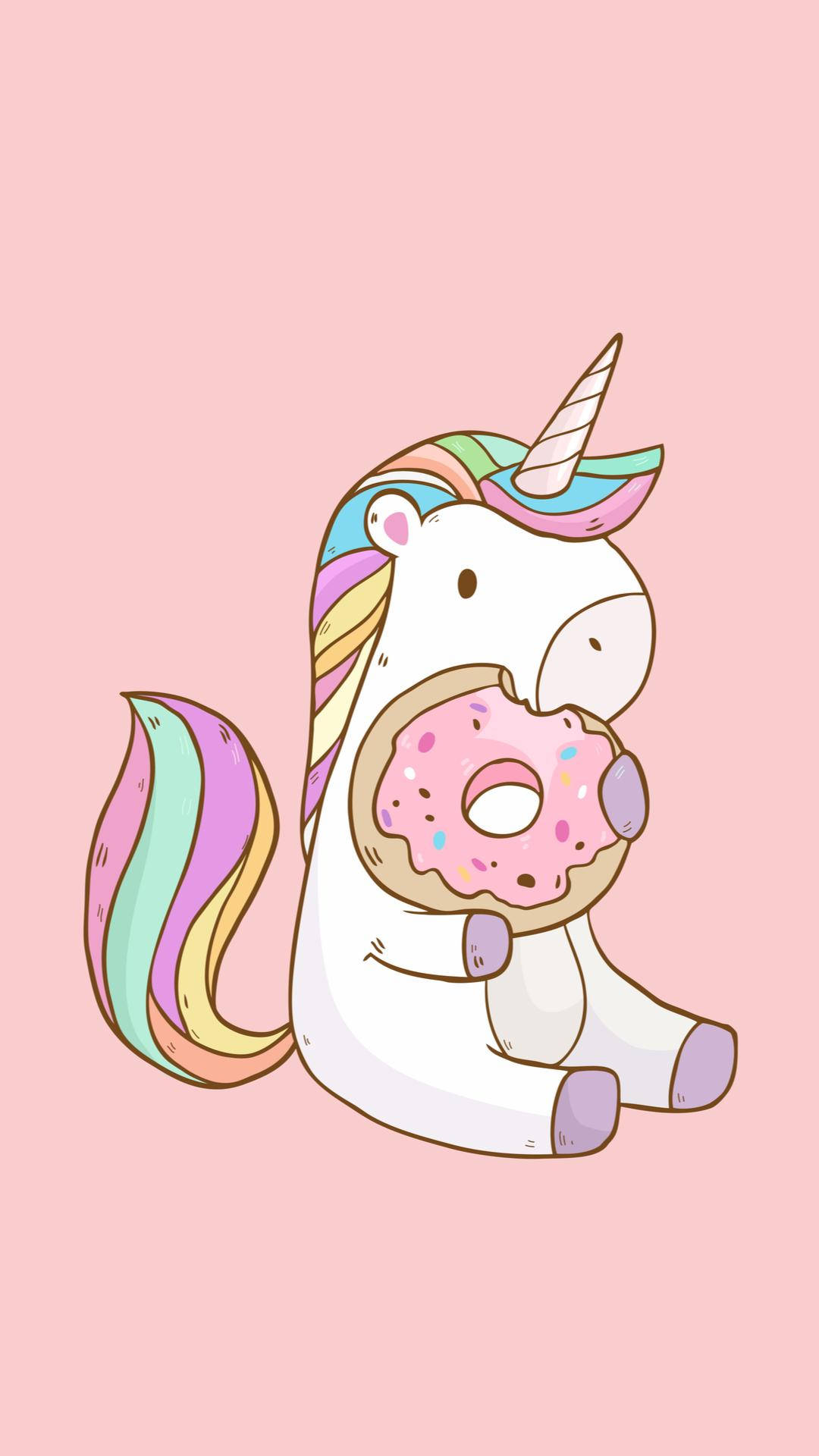 Rainbow Unicorn Eating Doughnut Background