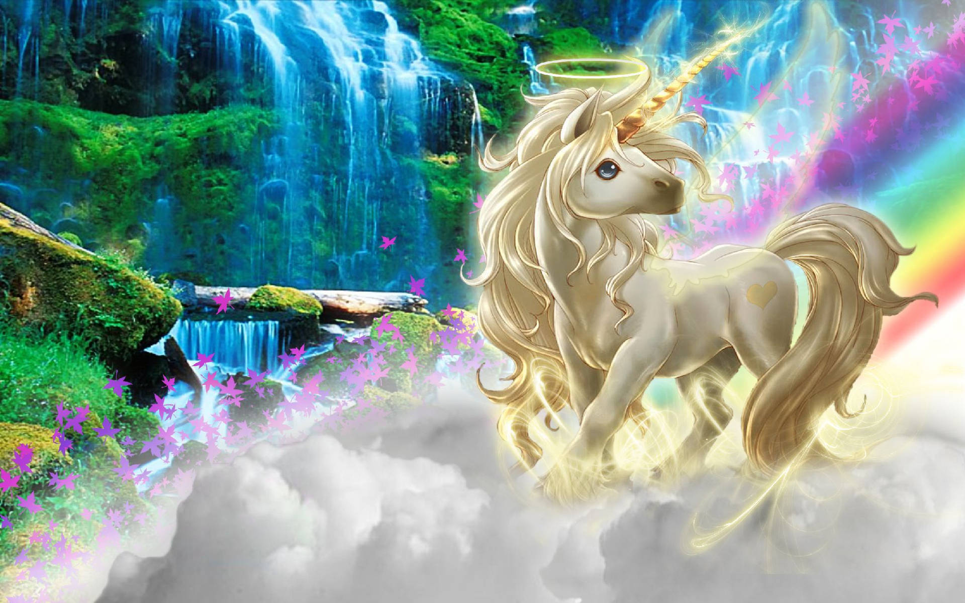 Rainbow Unicorn Guardian Of Falls Background