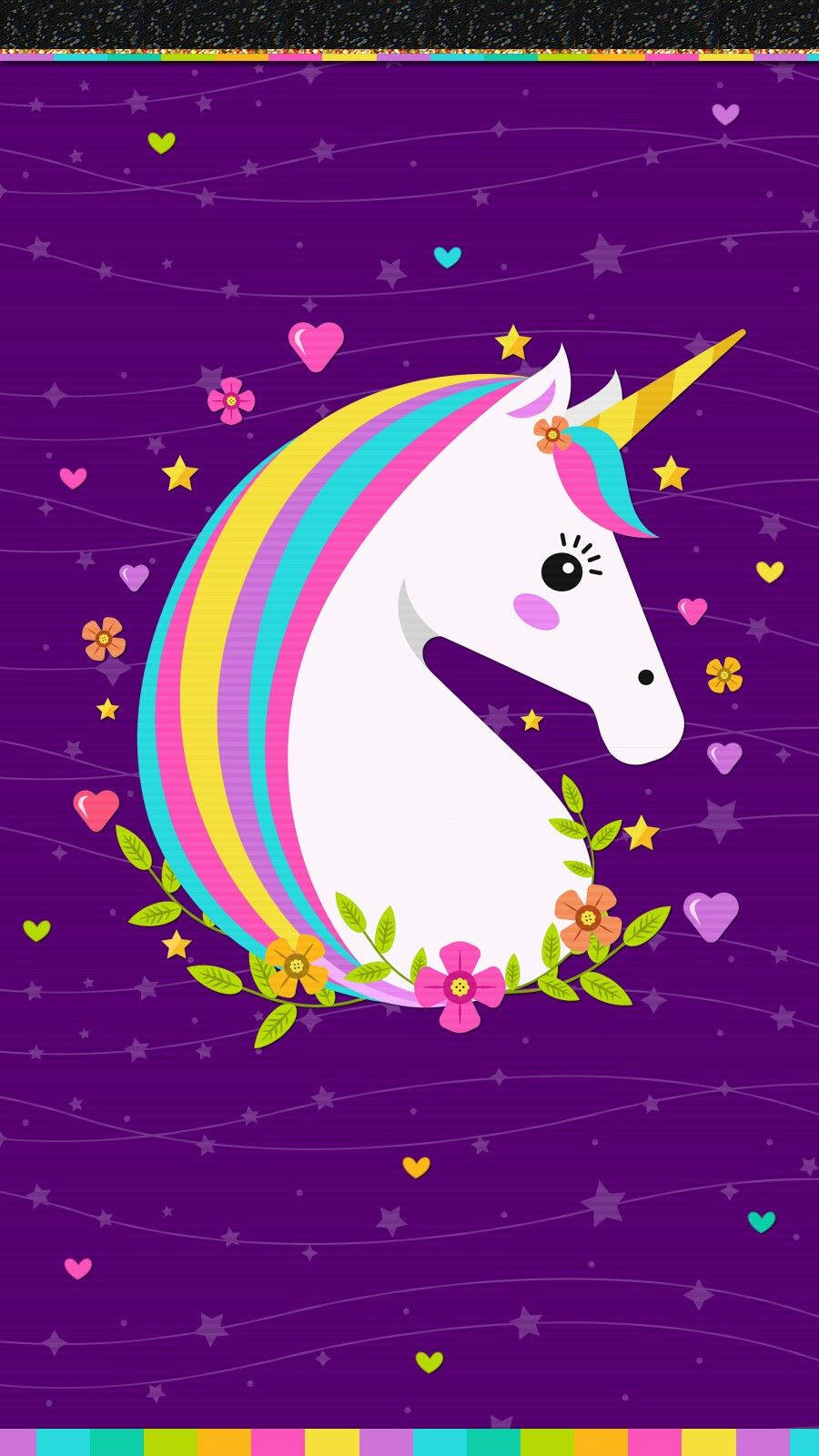 Rainbow Unicorn Hearts Background
