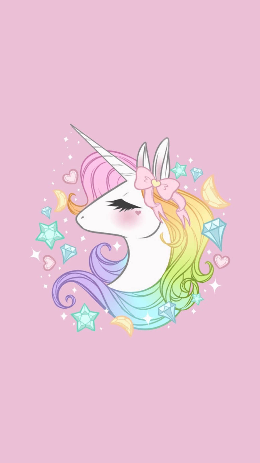 Rainbow Unicorn With Diamonds
