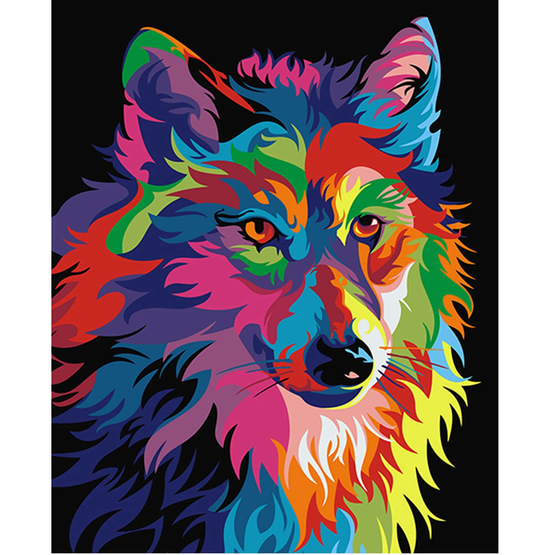 Rainbow Wolf Digital Art Background