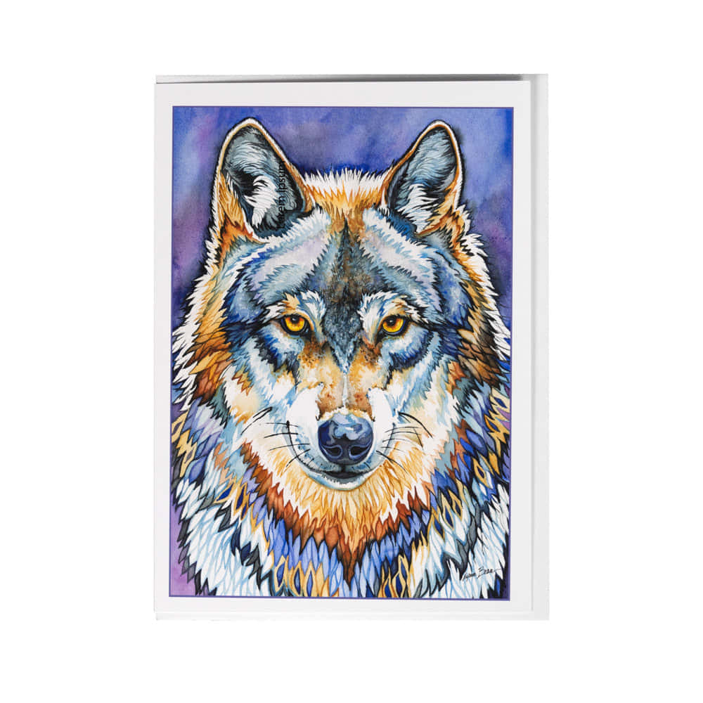 Rainbow Wolf In Painting Background