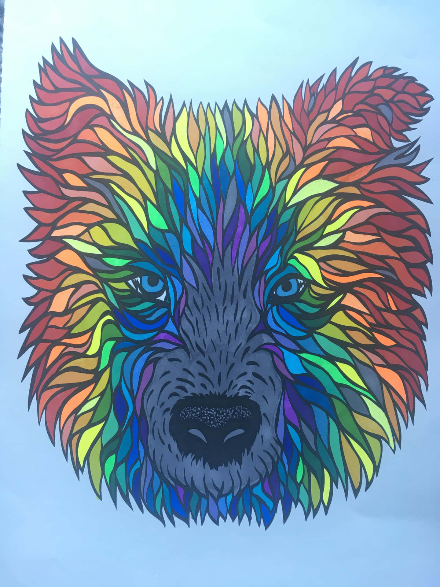 Rainbow Wolf Sketch Art Background