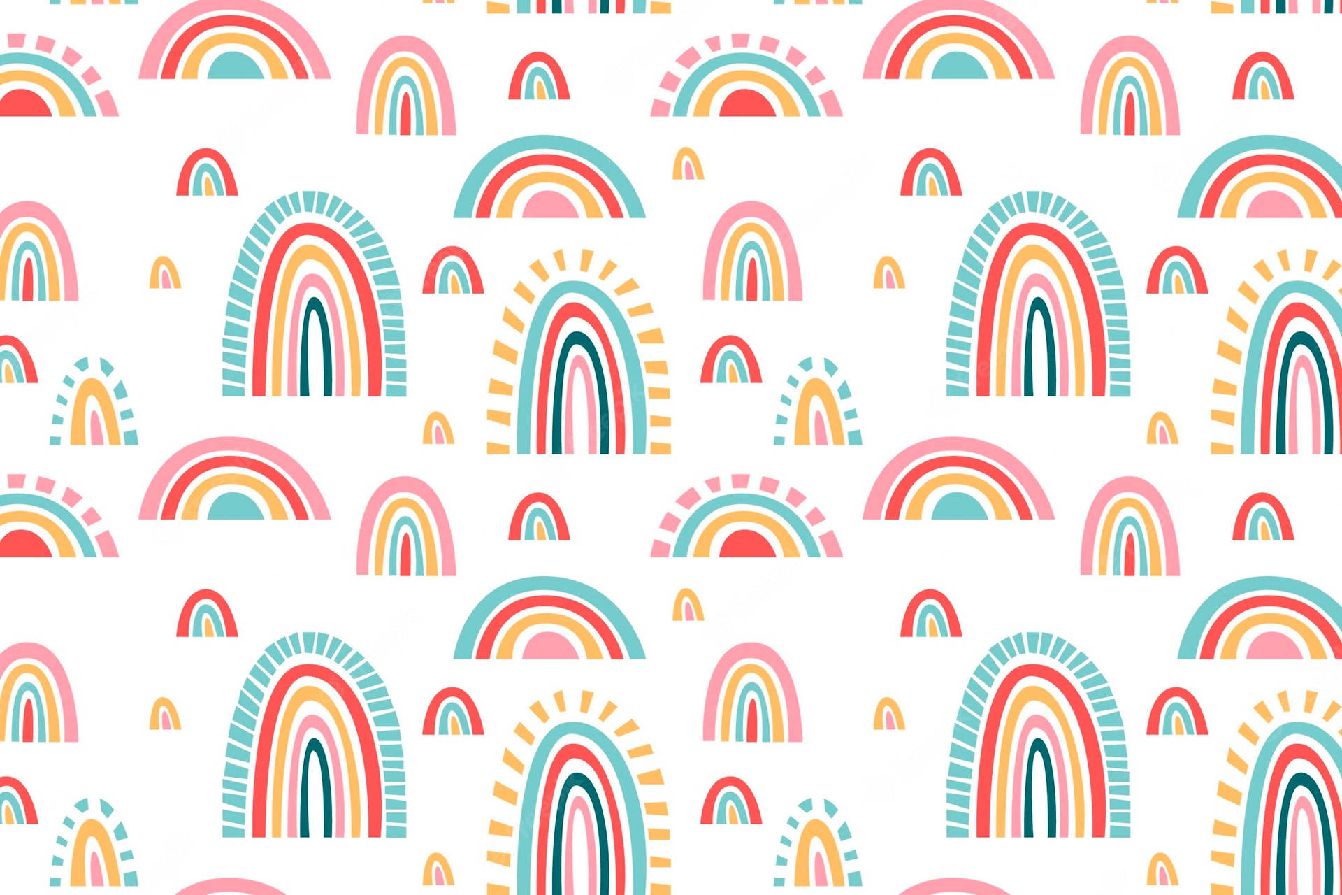 Rainbows And Clouds Pattern Background