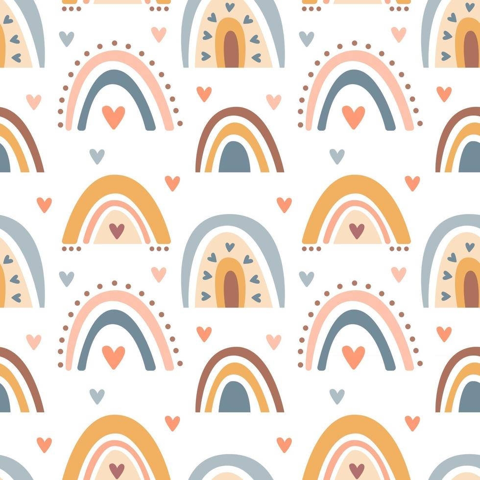 Rainbows And Hearts Pattern Background