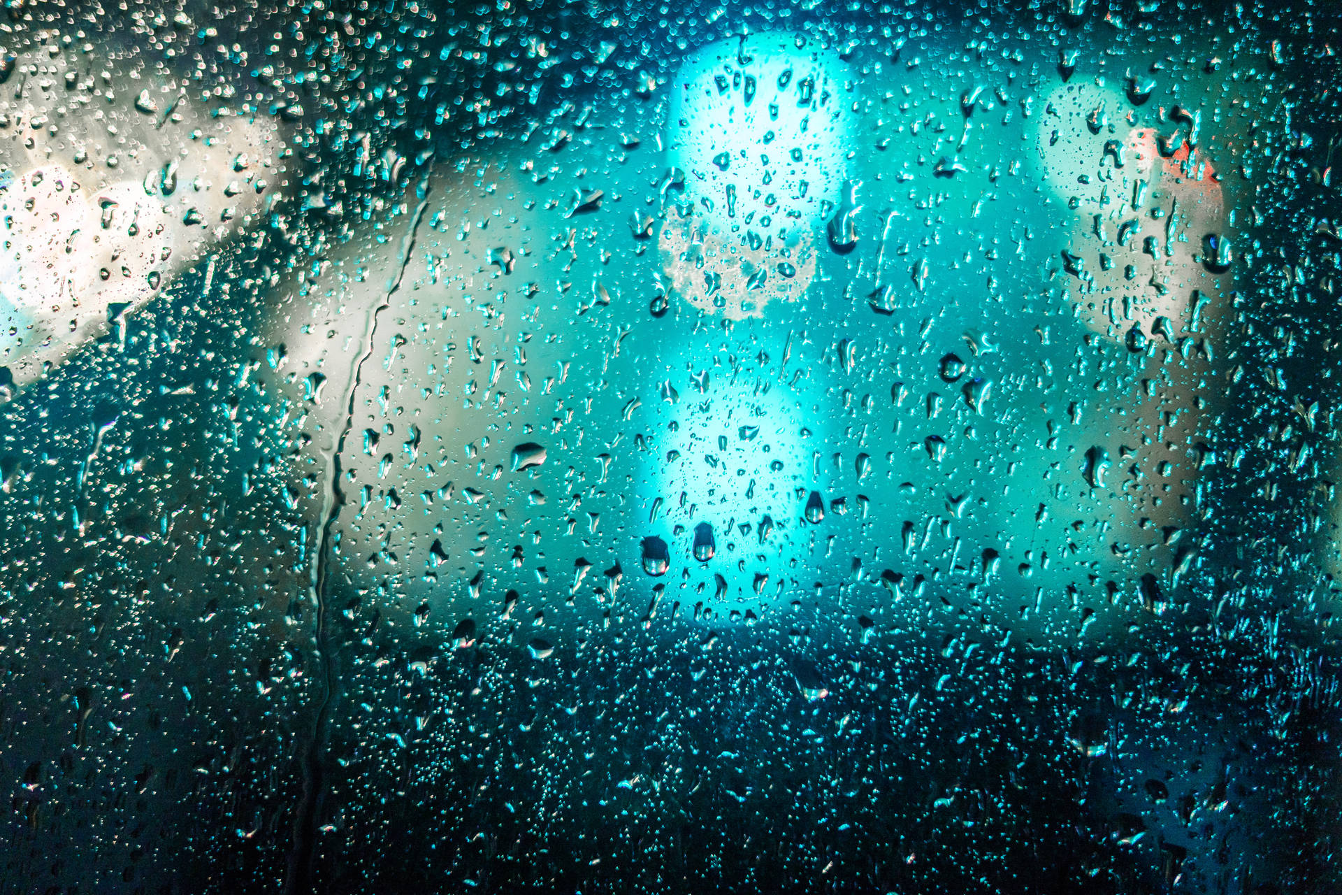 Raindrops On A Desktop Computer Screen