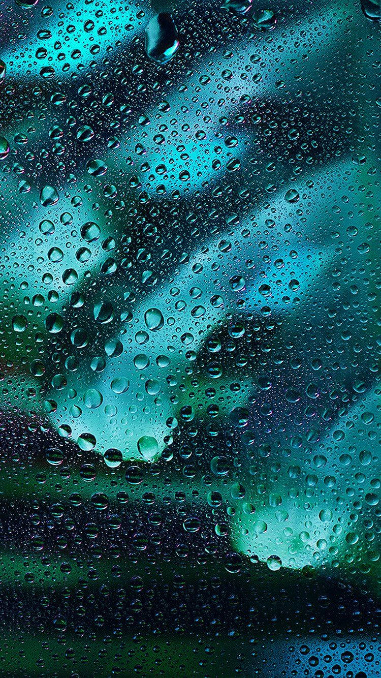 Raindrops On Glass Dark Teal Iphone Background